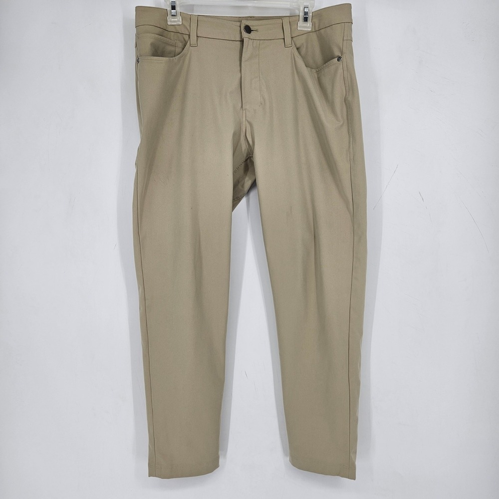 Lululemon‎ ABC Pants Mens 32 Stretch Chino Warpstreme 5 Pocket Tan Performance